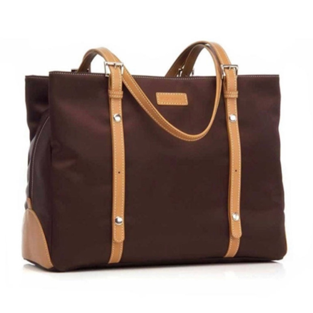 StorkSak ‘Gigi’ tote in chocolate and cream